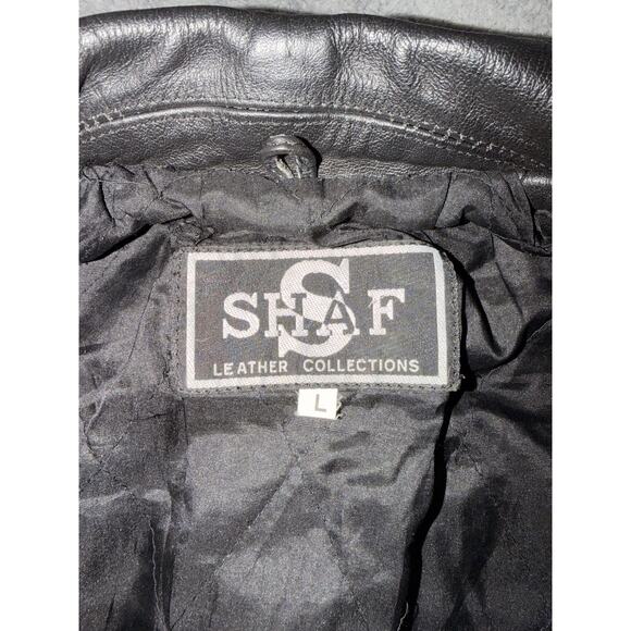 Kids Vintage Shaf Biker Riding Leather Jacket Black Western Fringe Large 10/12 - Picture 4 of 6